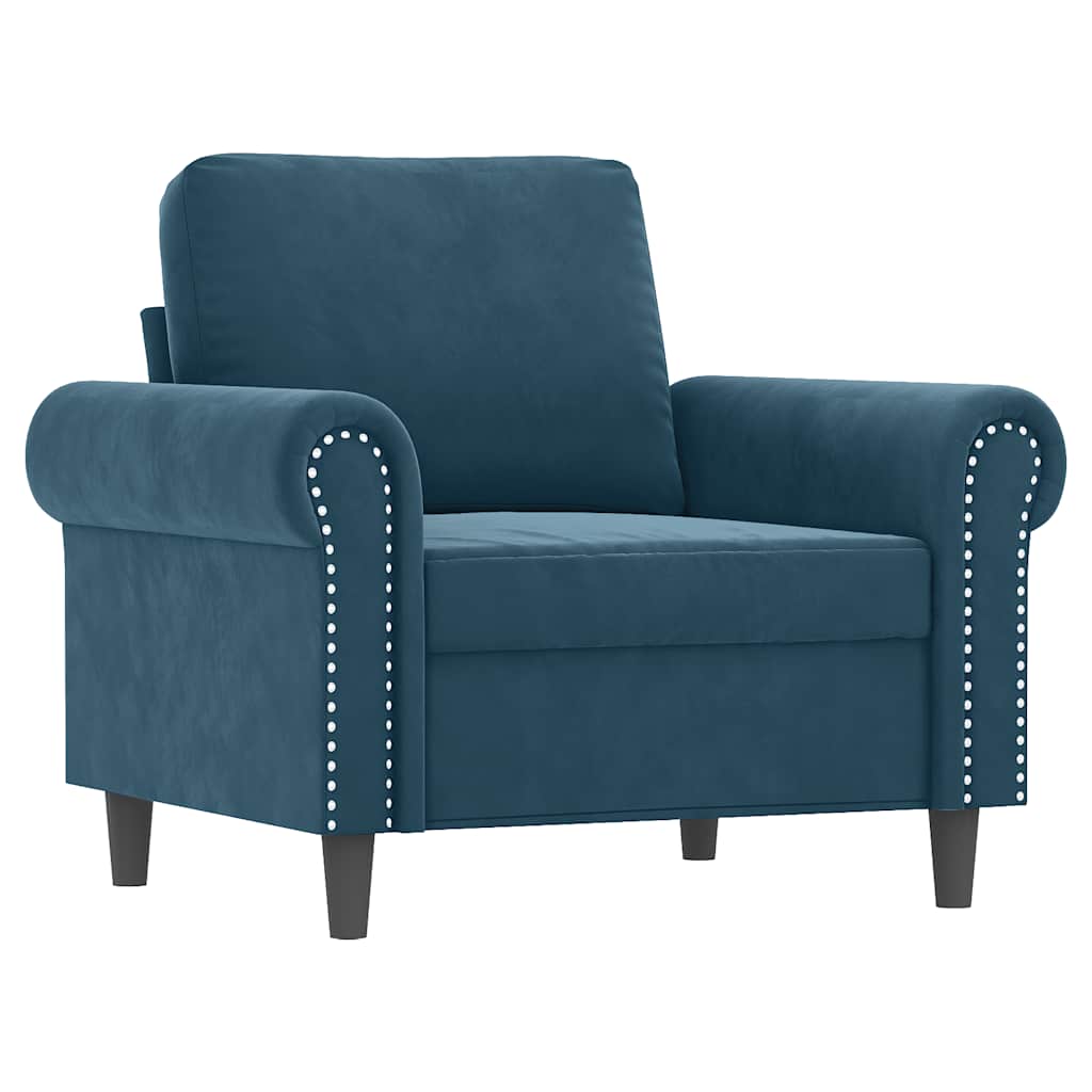 Fauteuil avec repose-pied Bleu 60 cm Velours - XIOS