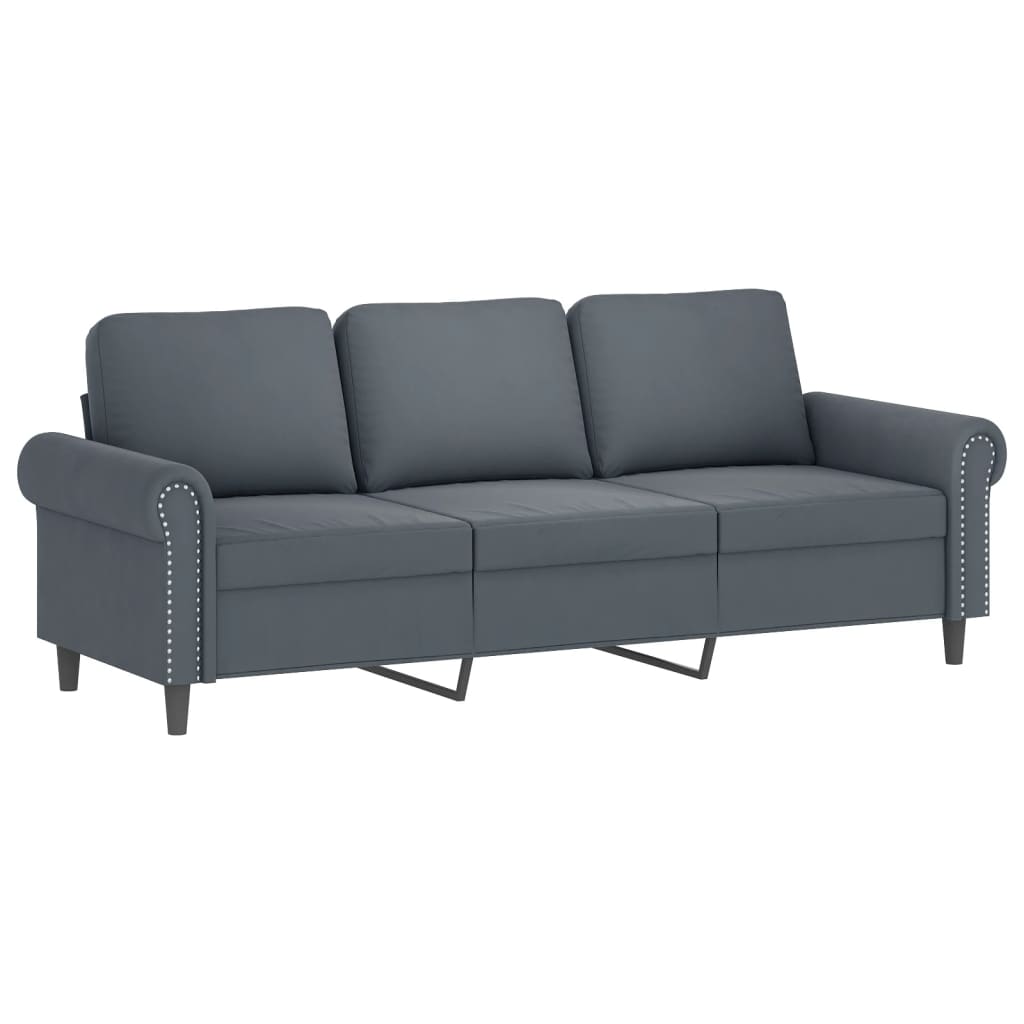 Canapé à 3 places avec repose-pieds Gris foncé 180 cm Velours - XIOS