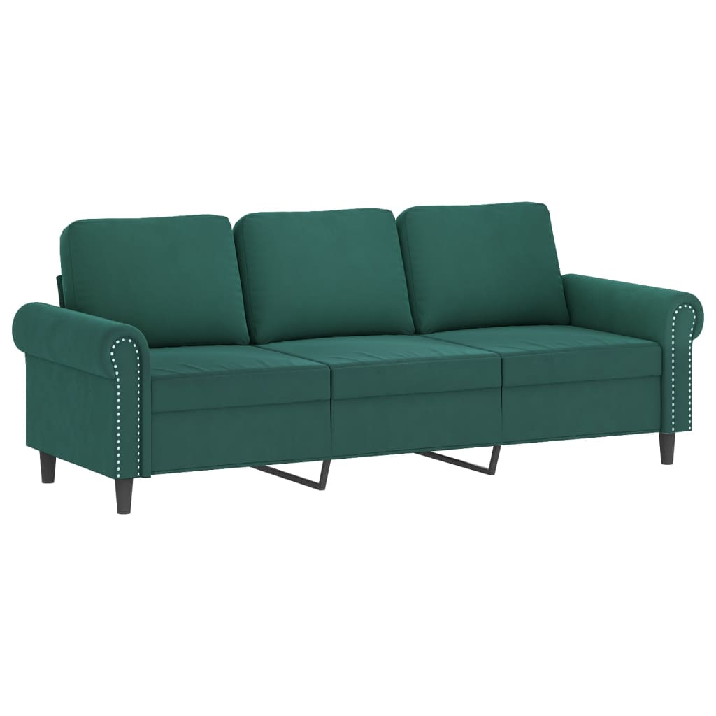 Canapé à 3 places avec repose-pieds Vert foncé 180 cm Velours - XIOS