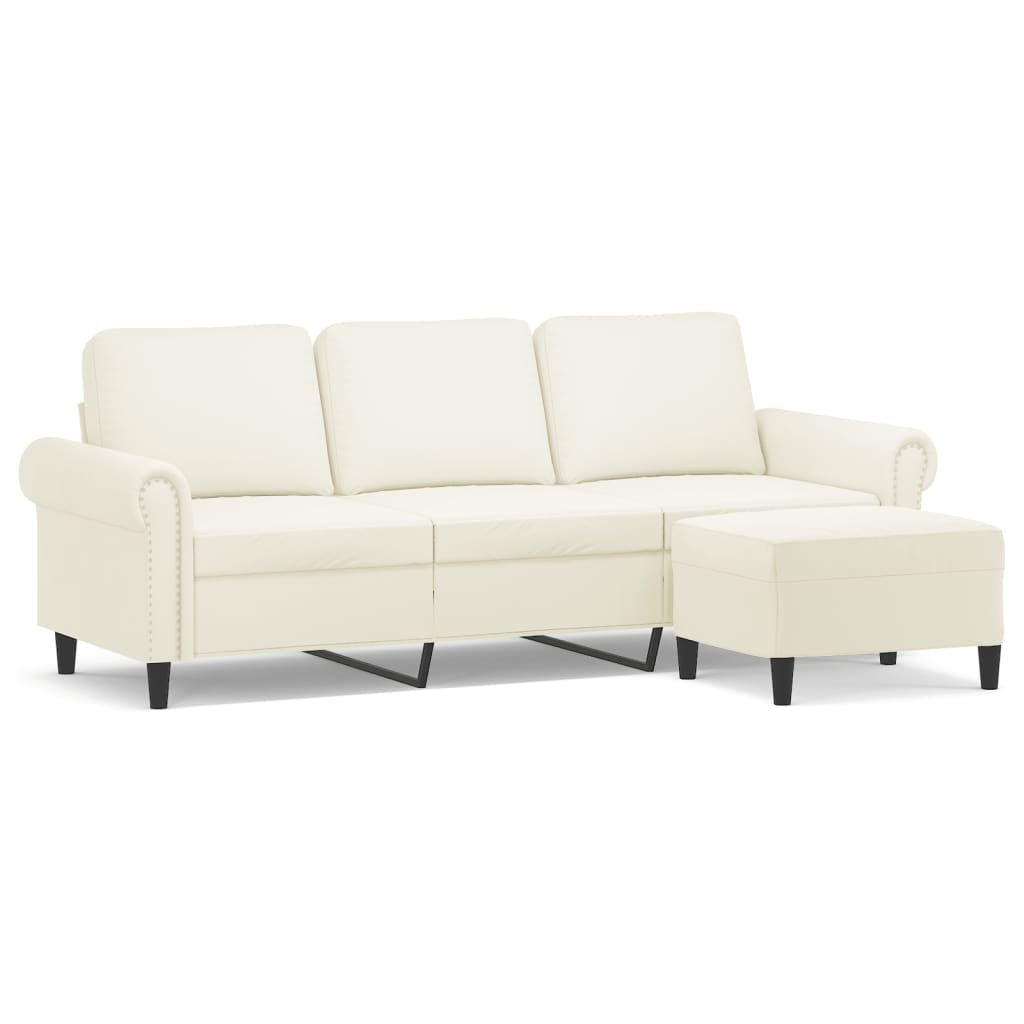 Canapé à 3 places avec repose-pieds Crème 180 cm Velours - XIOS