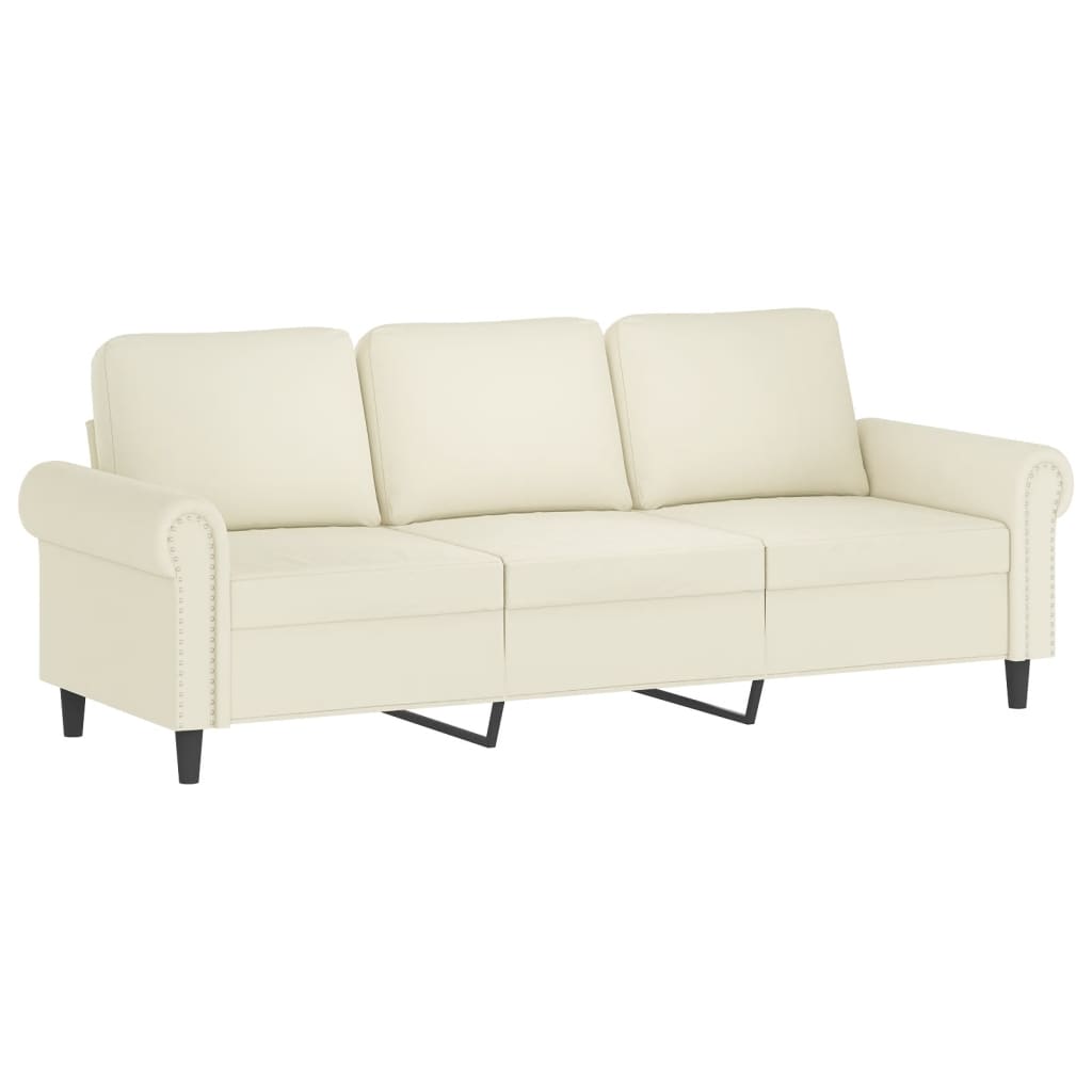 Canapé à 3 places avec repose-pieds Crème 180 cm Velours - XIOS