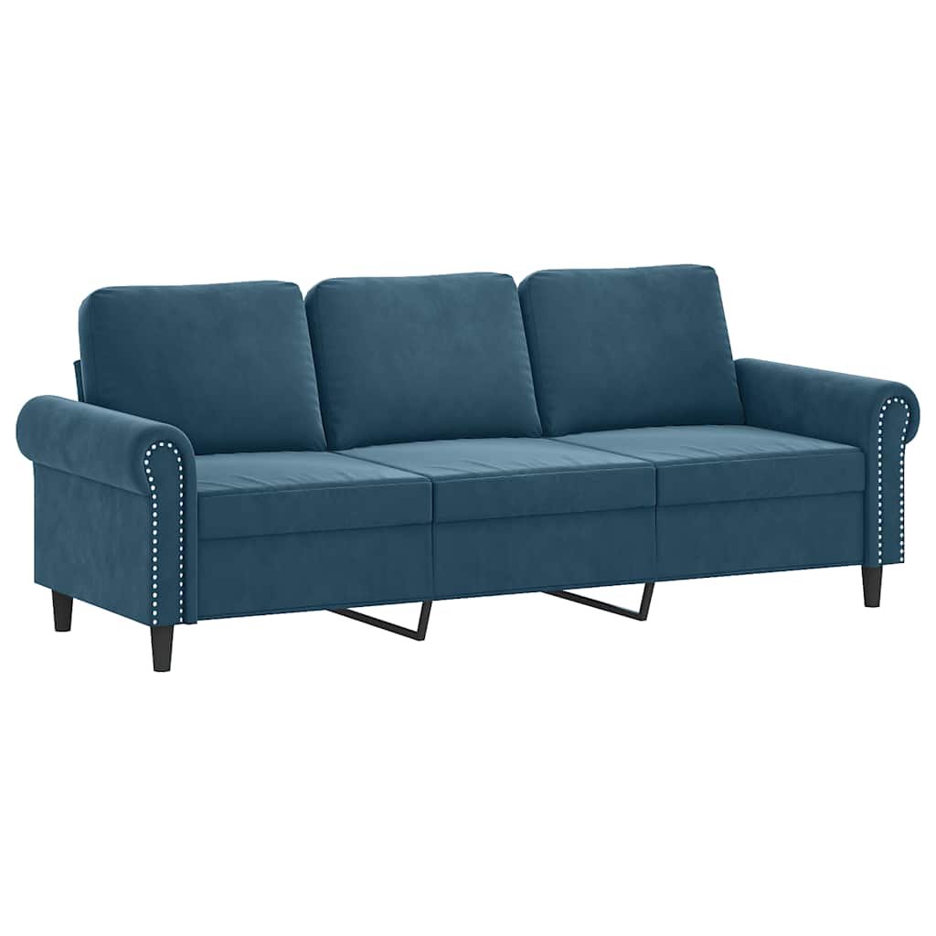 Canapé à 3 places avec repose-pieds Bleu 180 cm Velours - XIOS