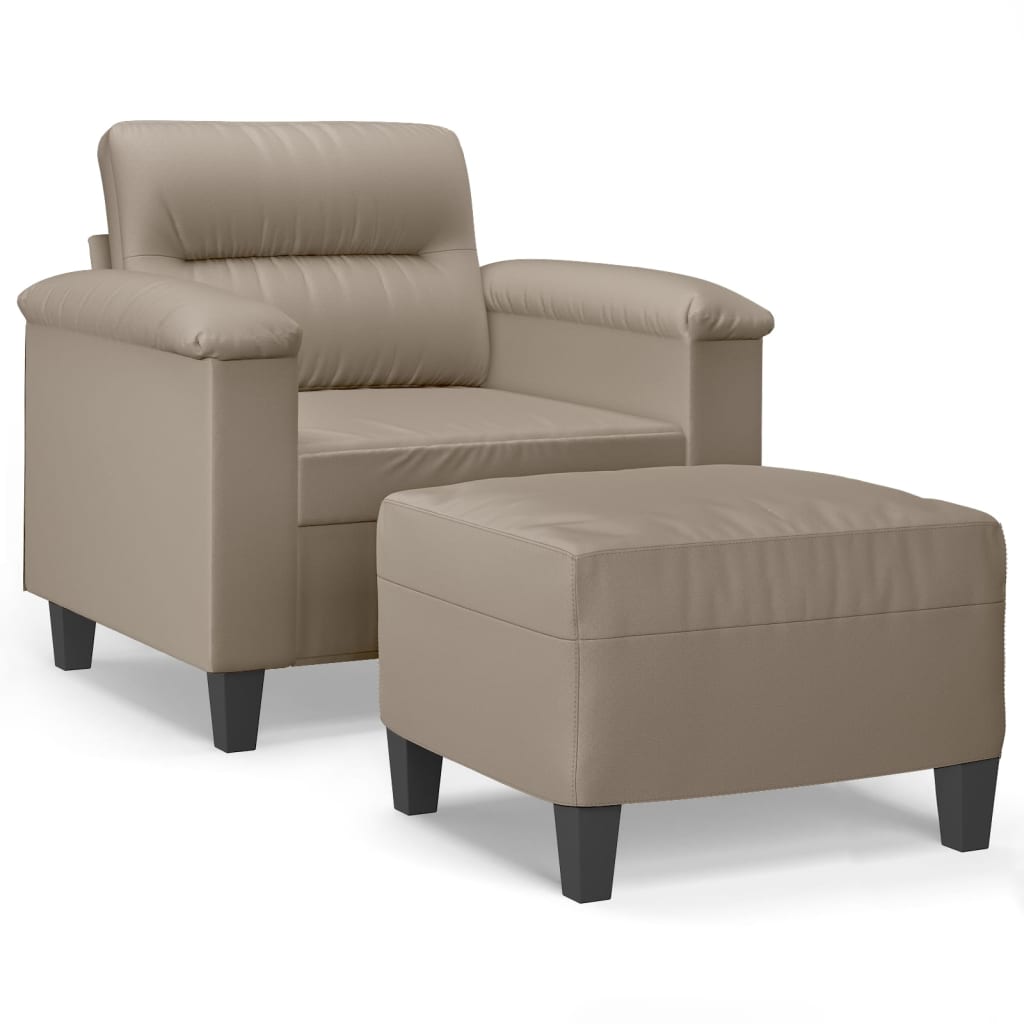 Fauteuil avec repose-pied Taupe 60 cm Tissu microfibre - XIOS