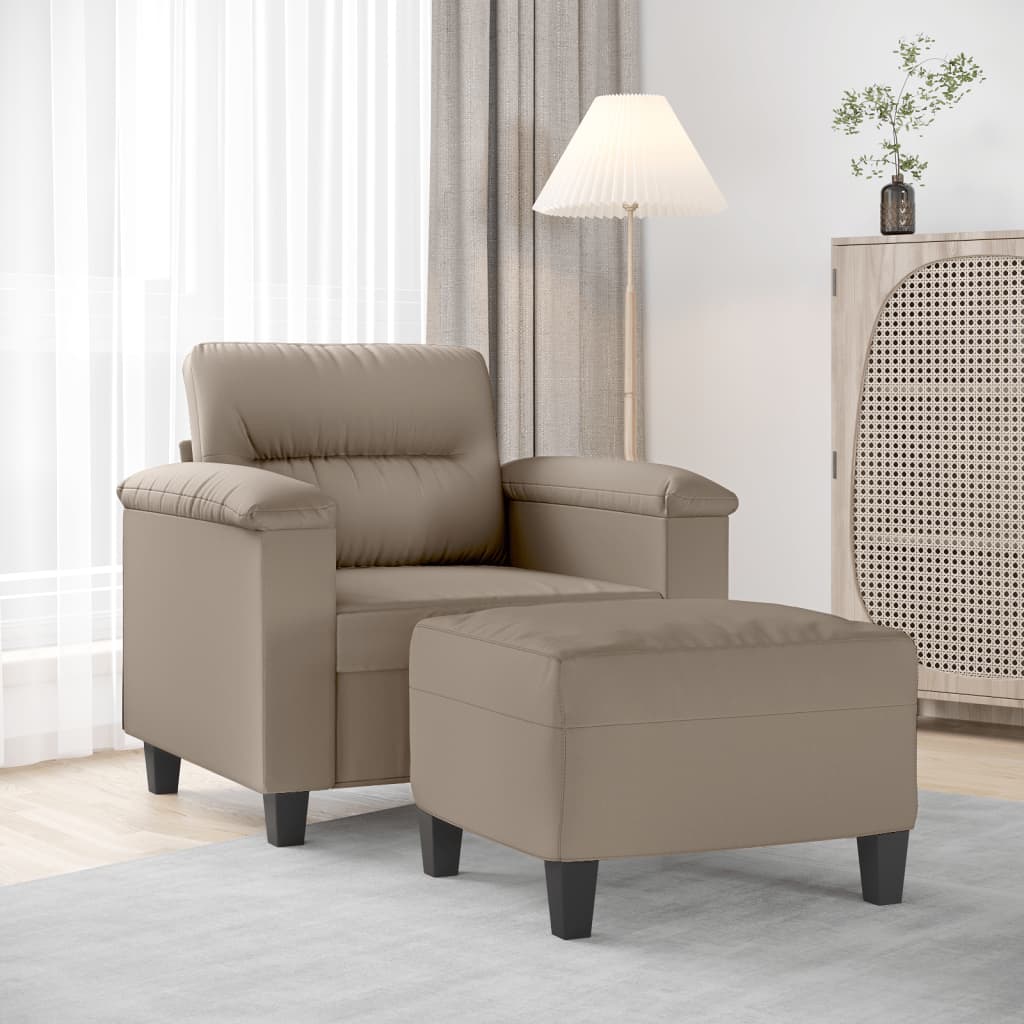 Fauteuil avec repose-pied Taupe 60 cm Tissu microfibre - XIOS