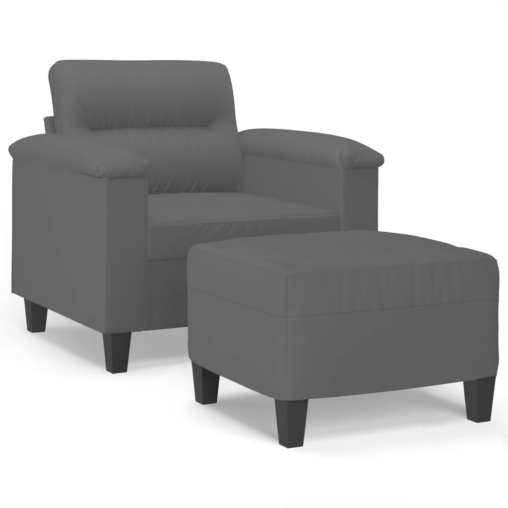 Fauteuil avec repose-pied Gris foncé 60 cm Tissu microfibre - XIOS