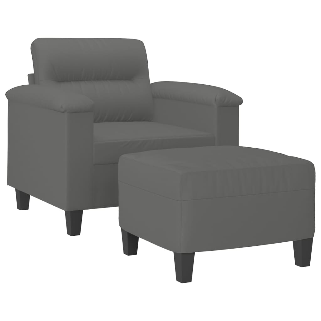 Fauteuil avec repose-pied Gris foncé 60 cm Tissu microfibre - XIOS