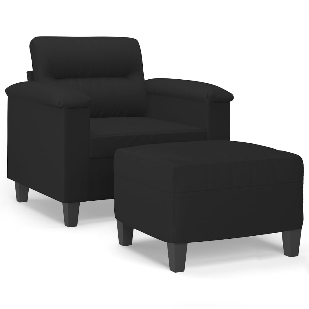 Fauteuil avec repose-pied Noir 60 cm Tissu microfibre - XIOS