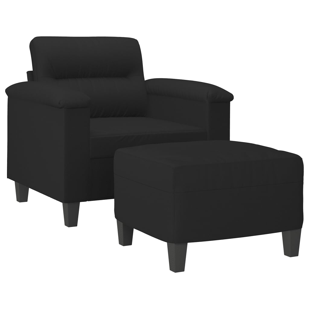 Fauteuil avec repose-pied Noir 60 cm Tissu microfibre - XIOS