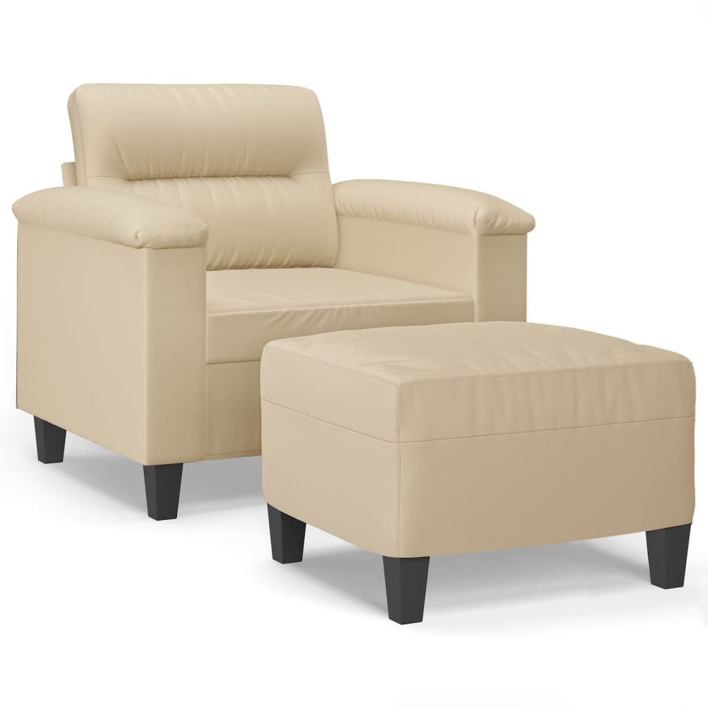 Fauteuil avec repose-pied Crème 60 cm Tissu microfibre - XIOS