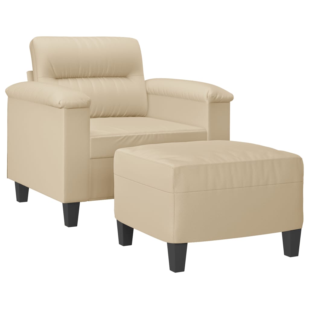 Fauteuil avec repose-pied Crème 60 cm Tissu microfibre - XIOS