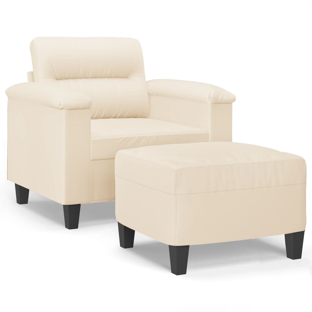 Fauteuil avec repose-pied Beige 60 cm Tissu microfibre - XIOS