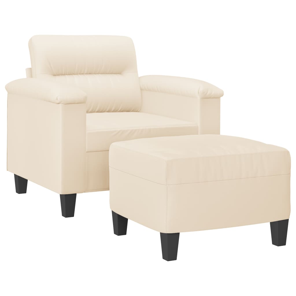 Fauteuil avec repose-pied Beige 60 cm Tissu microfibre - XIOS