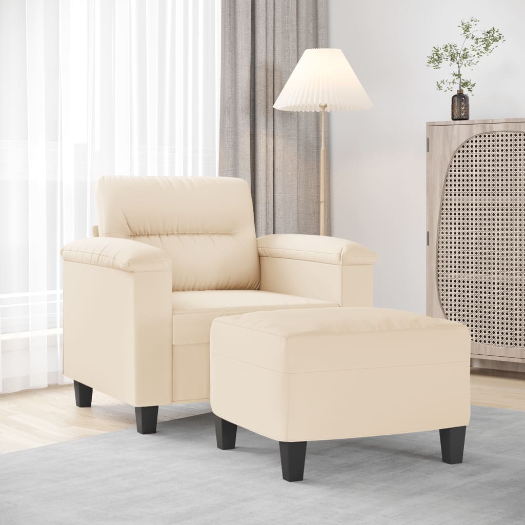 Fauteuil avec repose-pied Beige 60 cm Tissu microfibre - XIOS