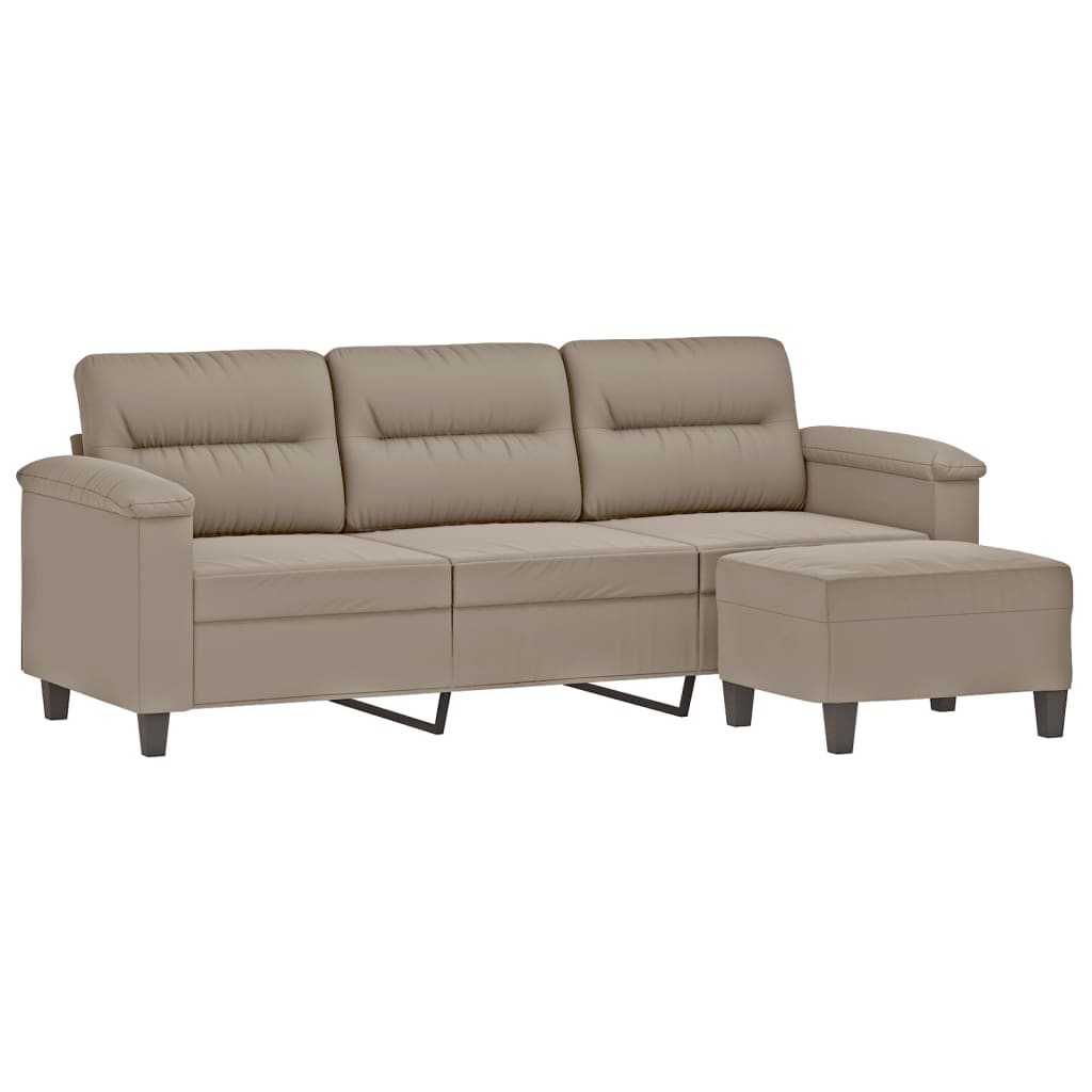 Canapé 3 places avec repose-pieds Taupe 180 cm Tissu microfibre