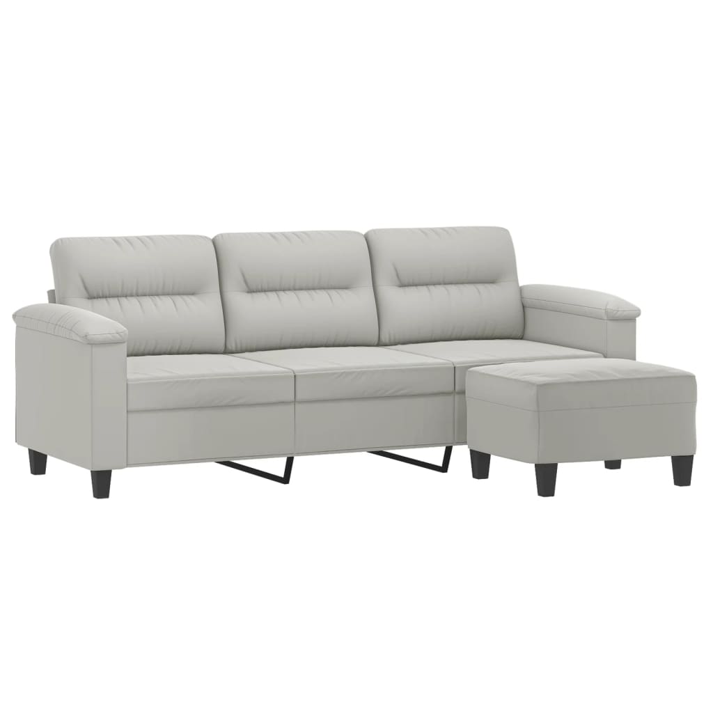 Canapé 3 places repose-pieds Gris clair 180 cm Tissu microfibre - XIOS