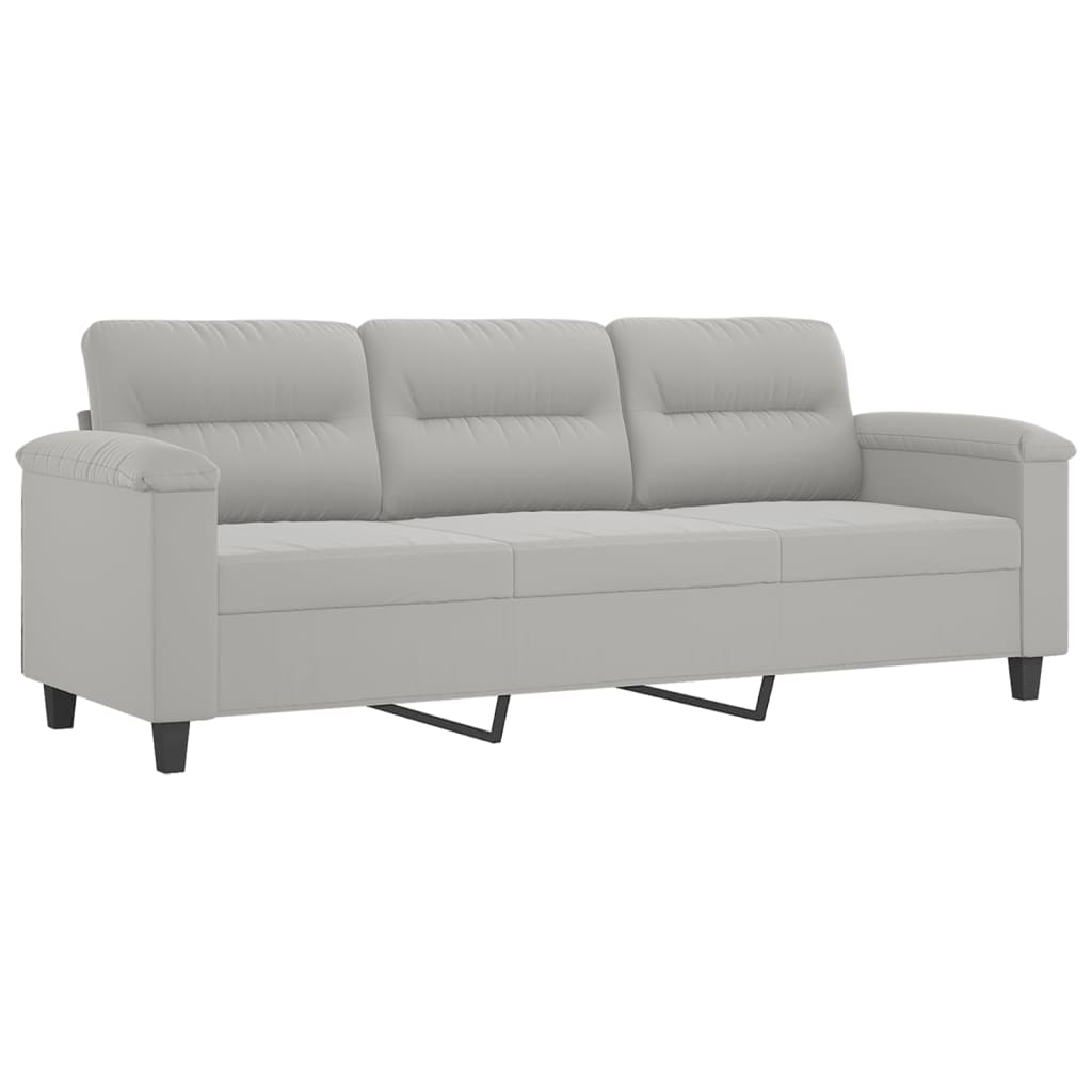 Canapé 3 places repose-pieds Gris clair 180 cm Tissu microfibre
