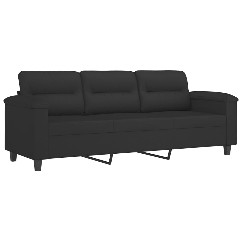 Canapé 3 places avec repose-pieds Noir 180 cm Tissu microfibre - XIOS