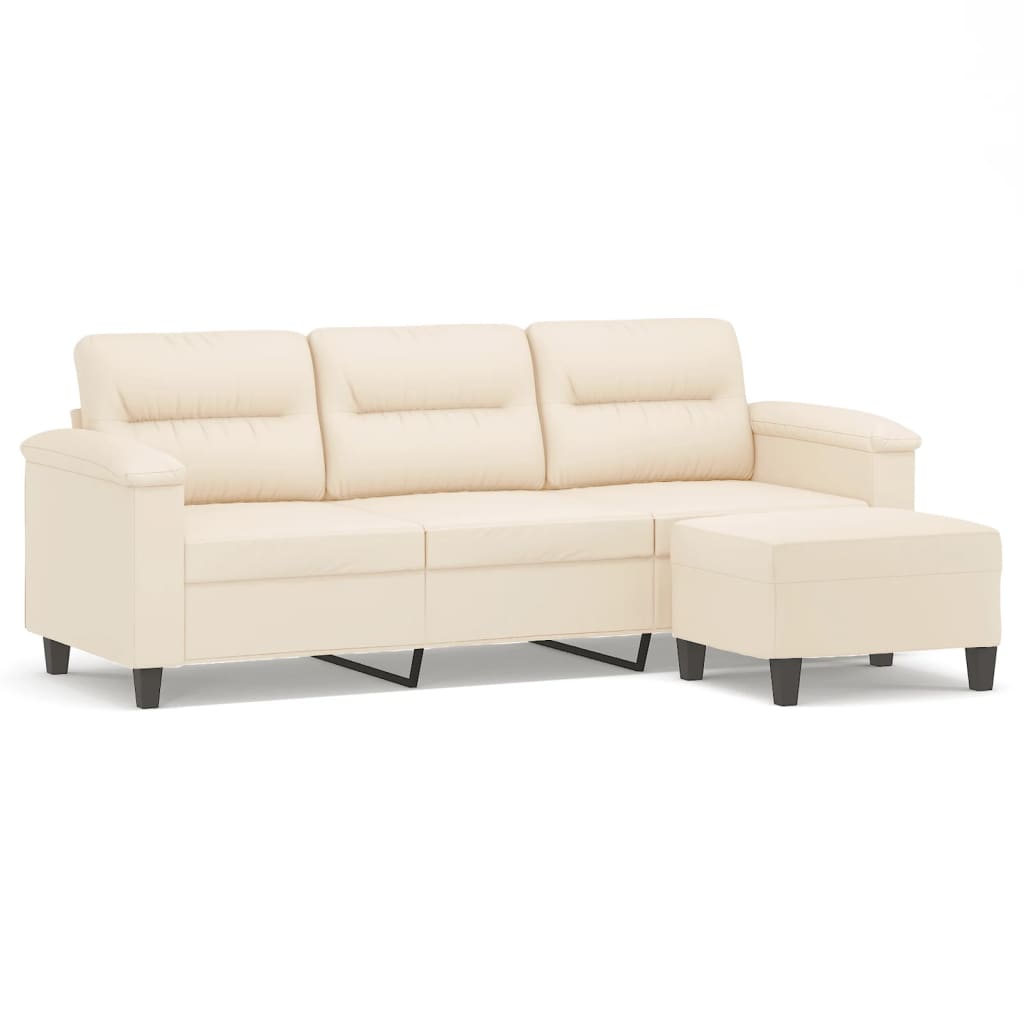 Canapé 3 places avec repose-pieds Beige 180 cm Tissu microfibre - XIOS