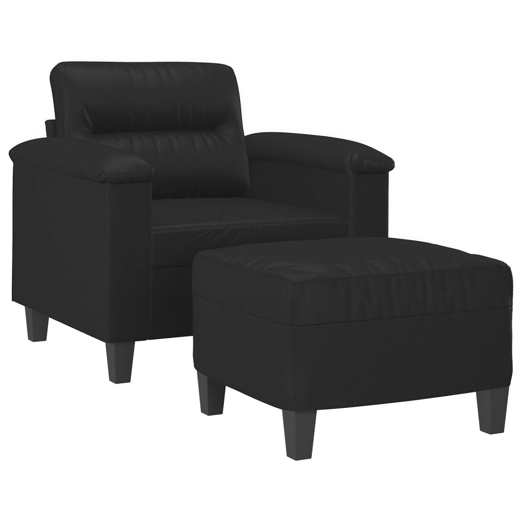 Fauteuil avec repose-pied Noir 60 cm Similicuir - XIOS