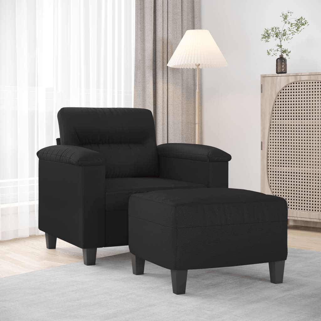 Fauteuil avec repose-pied Noir 60 cm Similicuir - XIOS