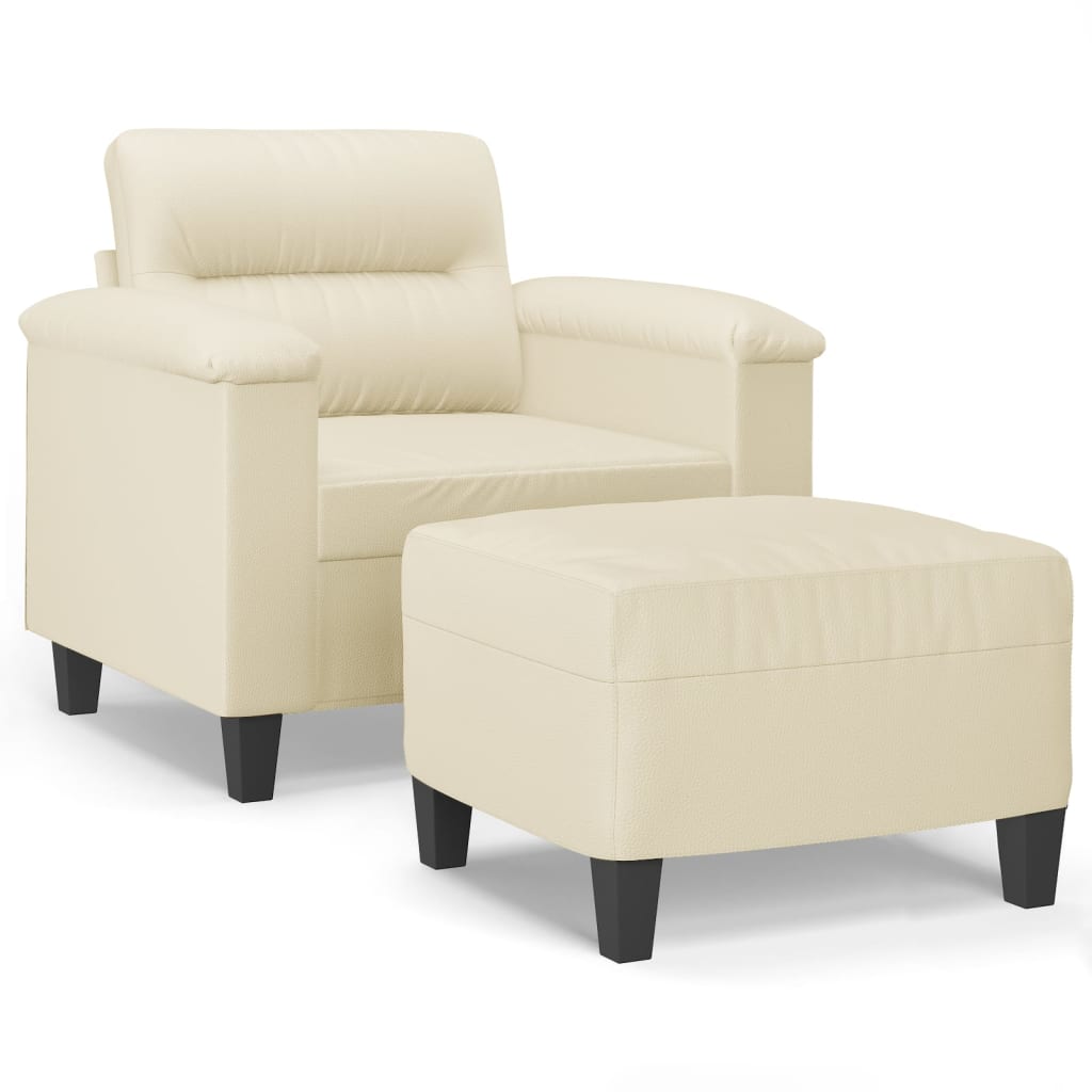 Fauteuil avec repose-pied Crème 60 cm Similicuir - XIOS