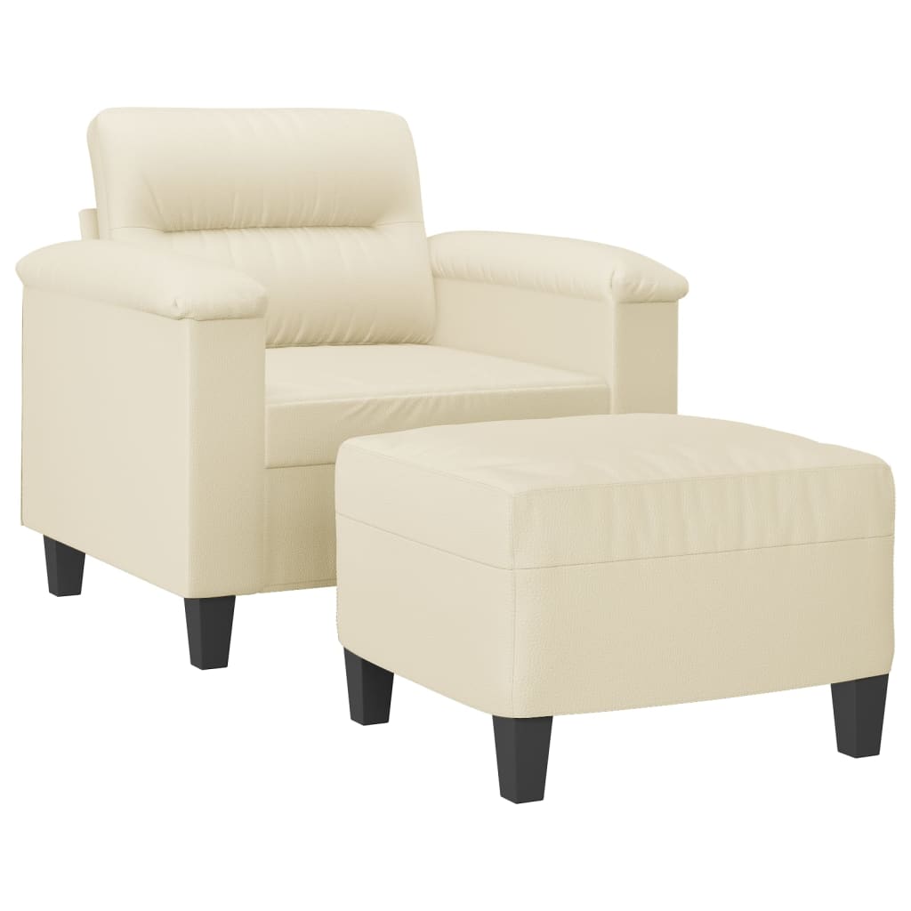 Fauteuil avec repose-pied Crème 60 cm Similicuir - XIOS