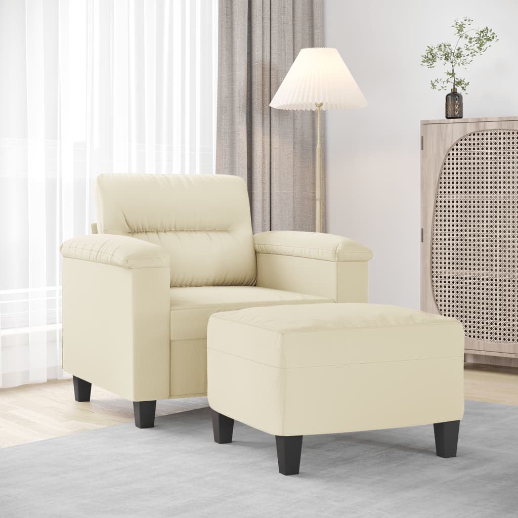Fauteuil avec repose-pied Crème 60 cm Similicuir - XIOS