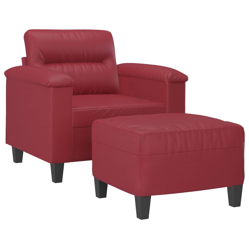 Fauteuil avec repose-pied Rouge bordeaux 60 cm Similicuir - XIOS