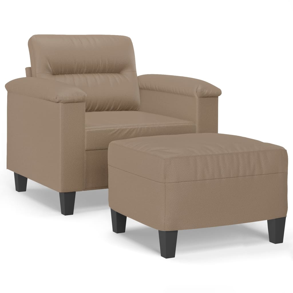 Fauteuil avec repose-pied Cappuccino 60 cm Similicuir - XIOS