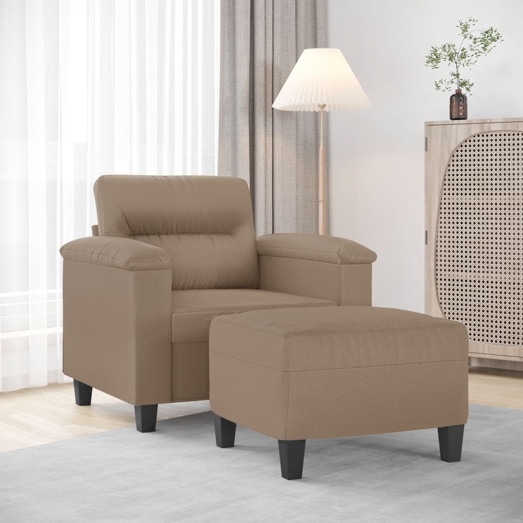 Fauteuil avec repose-pied Cappuccino 60 cm Similicuir - XIOS