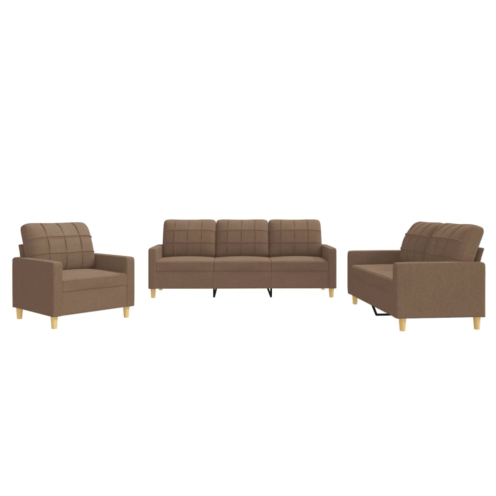 Ensemble de canapés 3 pcs avec coussins Marron Tissu - XIOS