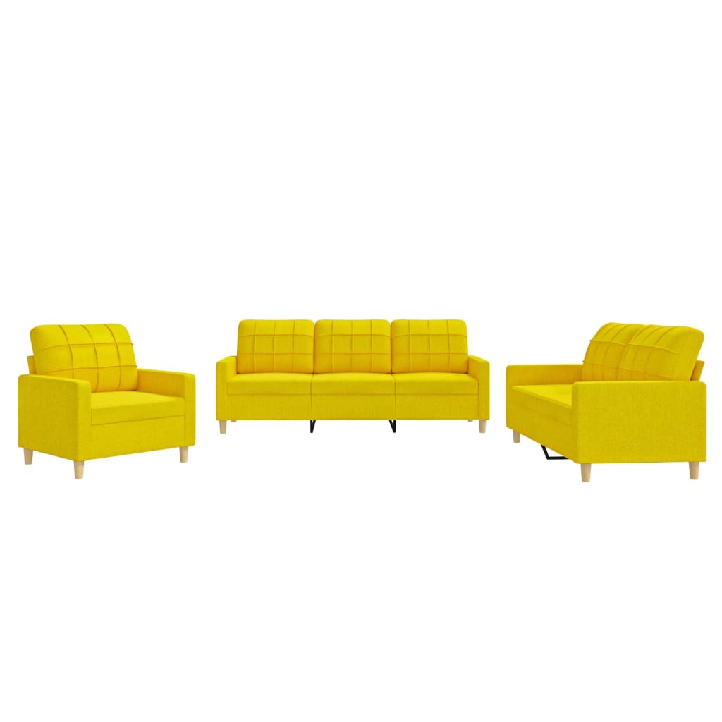 Ensemble de canapés 3 pcs avec coussins Jaune clair Tissu - XIOS