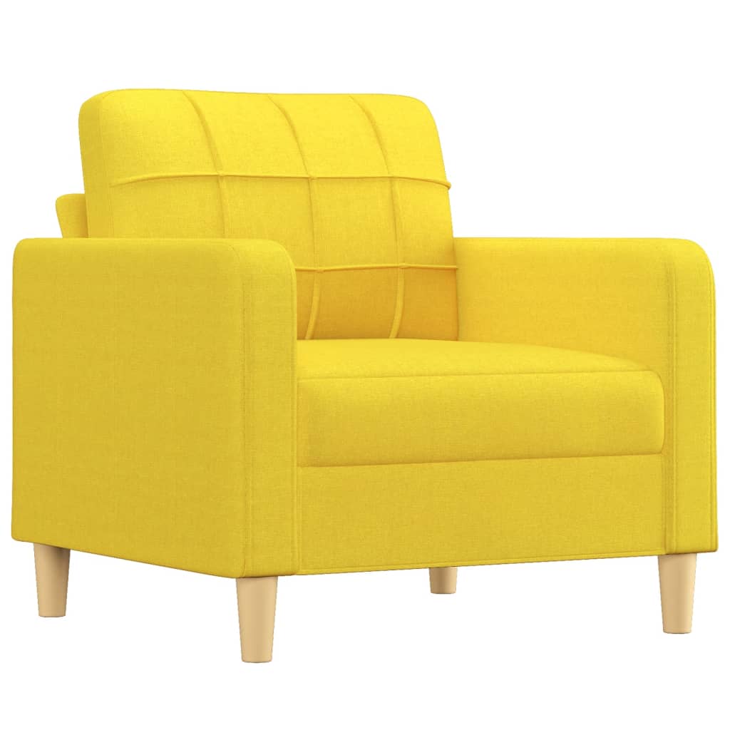 Ensemble de canapés 3 pcs avec coussins Jaune clair Tissu