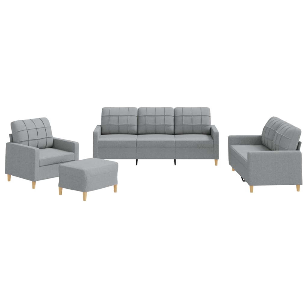 Ensemble de canapés 4 pcs avec coussins Gris clair Tissu