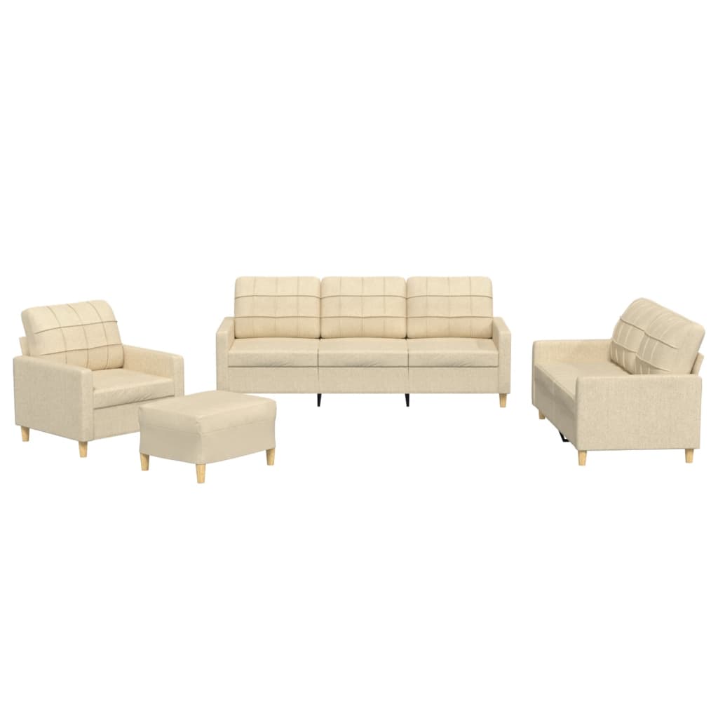 Ensemble de canapés 4 pcs avec coussins Crème Tissu - XIOS