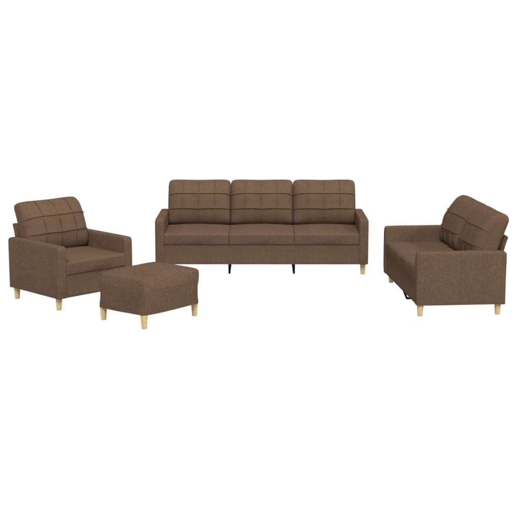 Ensemble de canapés 4 pcs avec coussins Marron Tissu - XIOS