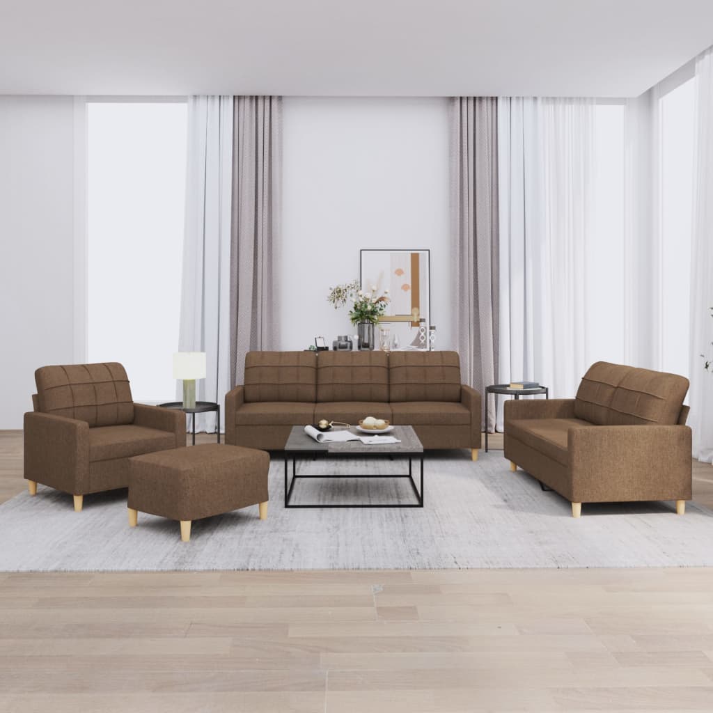 Ensemble de canapés 4 pcs avec coussins Marron Tissu - XIOS