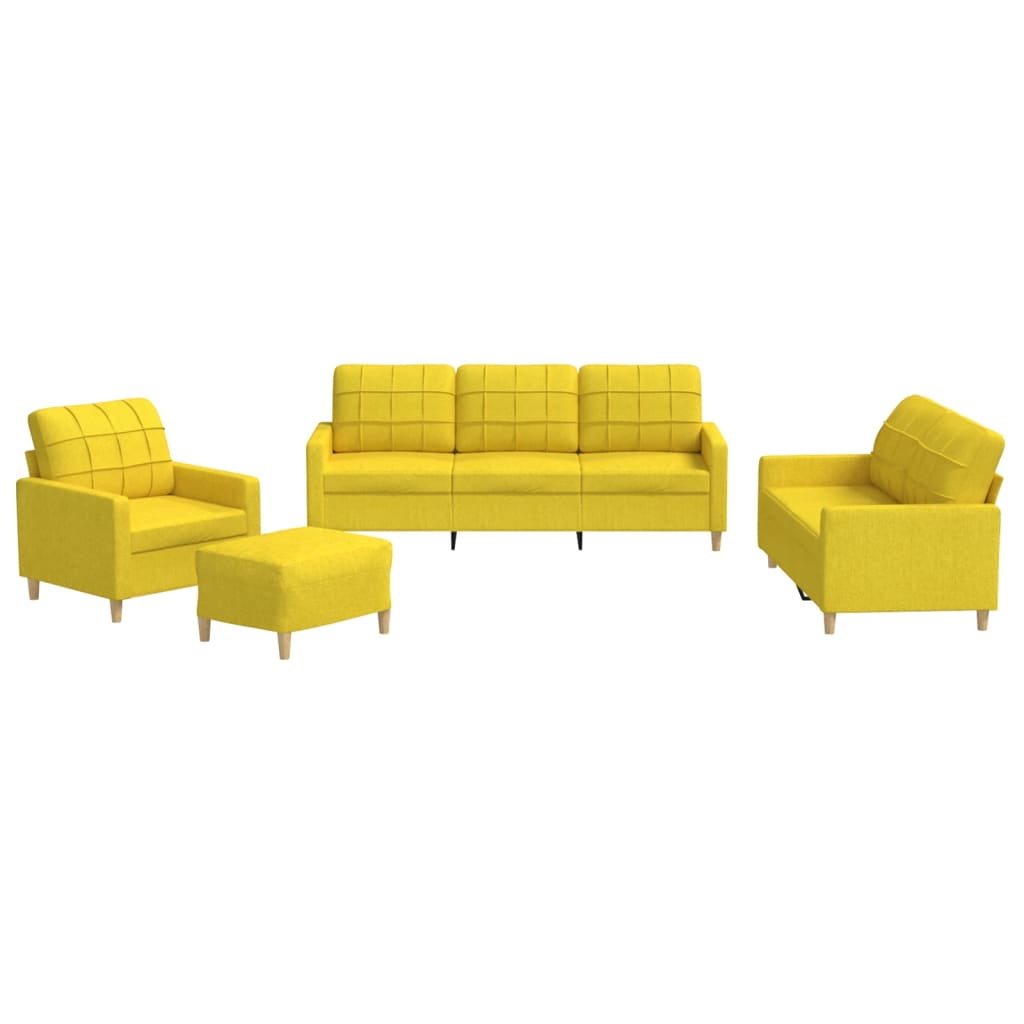 Ensemble de canapés 4 pcs avec coussins Jaune clair Tissu - XIOS