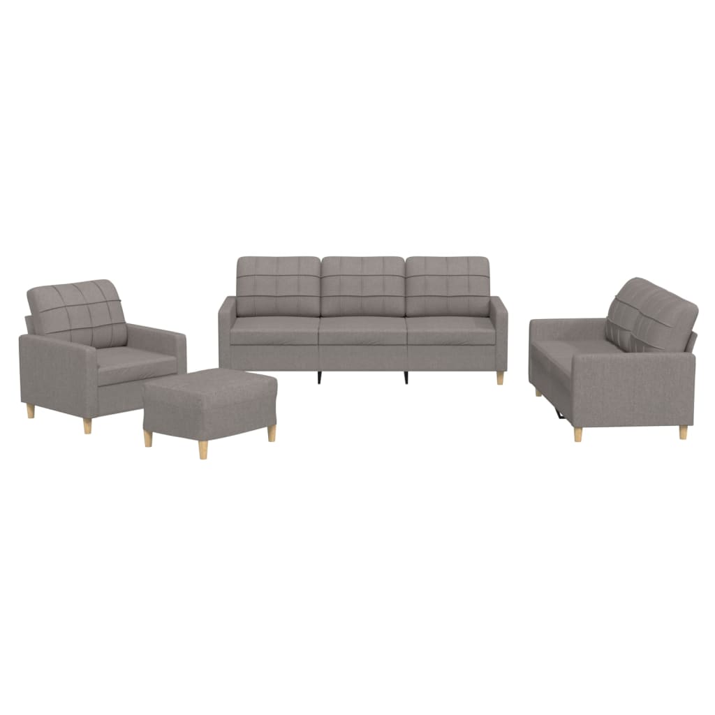 Ensemble de canapés 4 pcs avec coussins Taupe Tissu