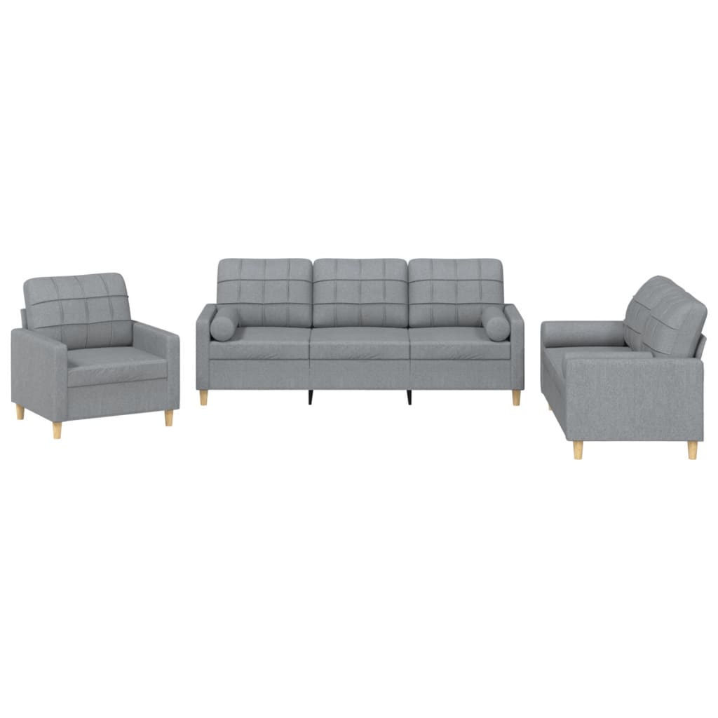 Ensemble de canapés 3 pcs coussins gris clair tissu - XIOS