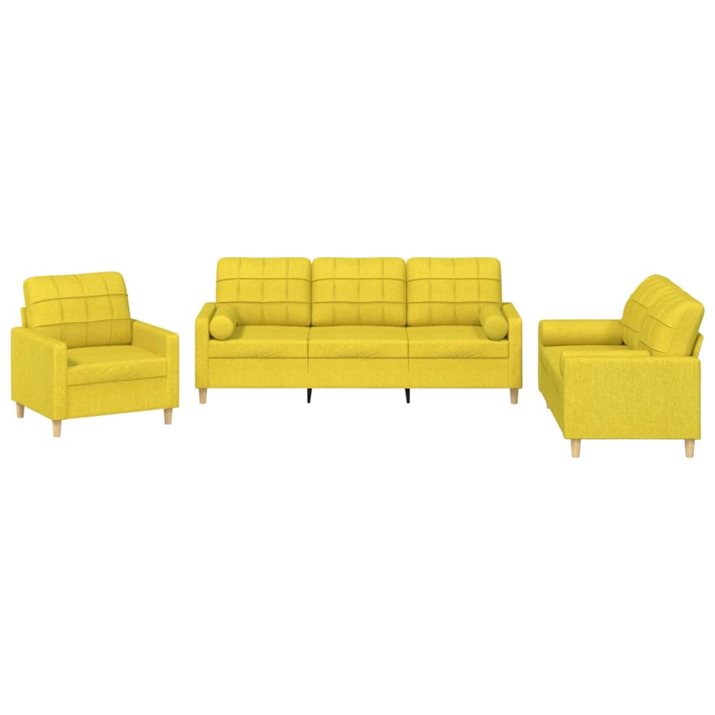 Ensemble de canapés 3 pcs avec coussins jaune clair tissu - XIOS