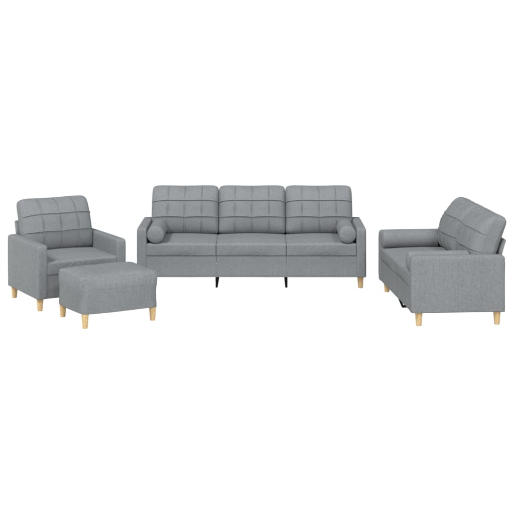 Ensemble de canapés 4 pcs coussins gris clair tissu