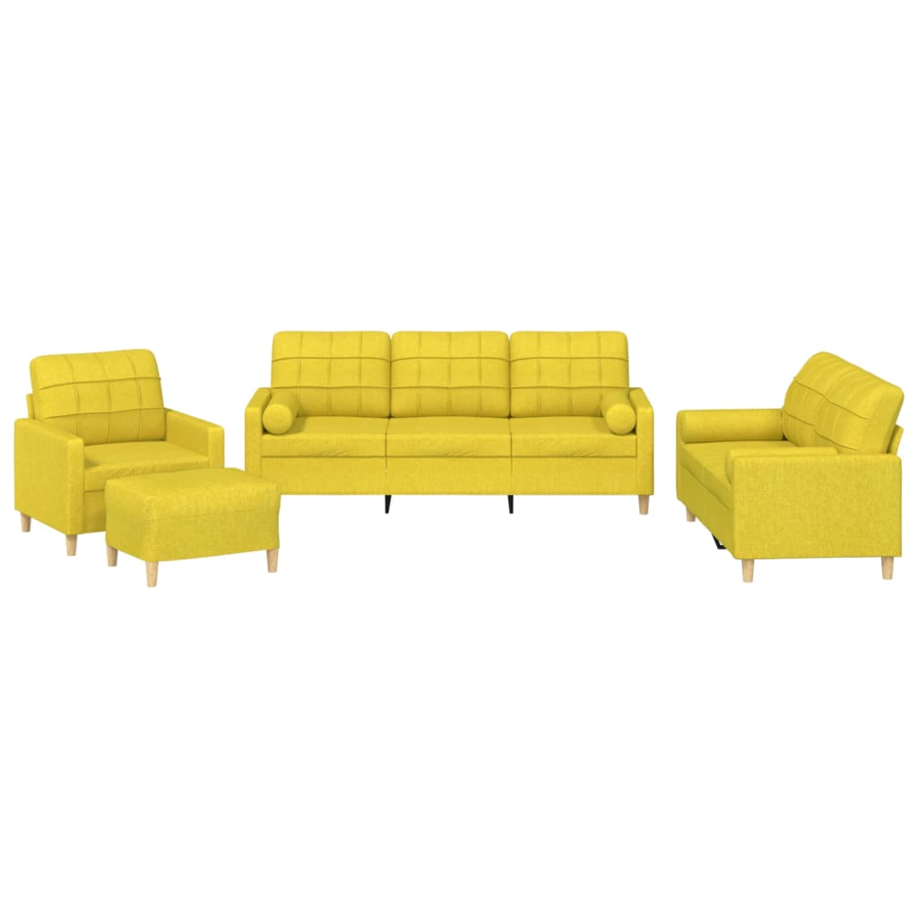 Ensemble de canapés 4 pcs avec coussins jaune clair tissu - XIOS