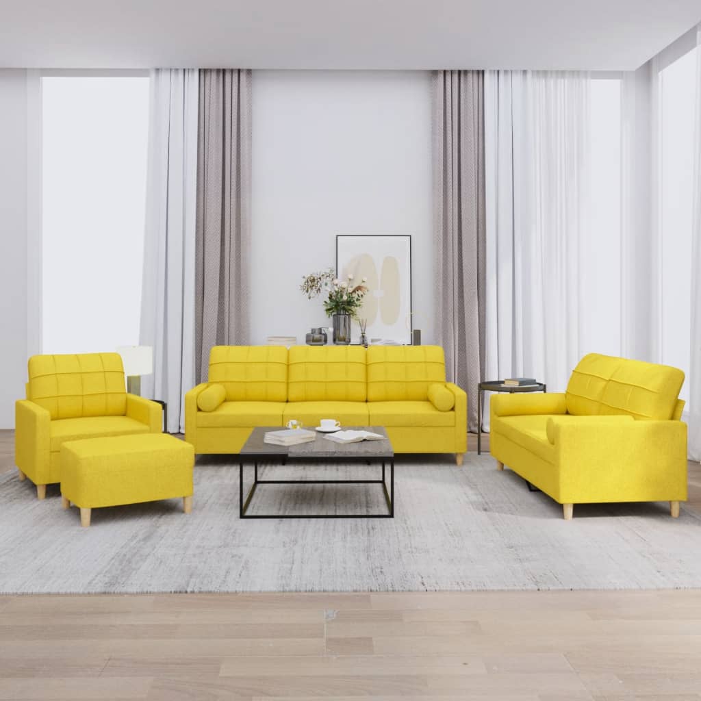 Ensemble de canapés 4 pcs avec coussins jaune clair tissu - XIOS