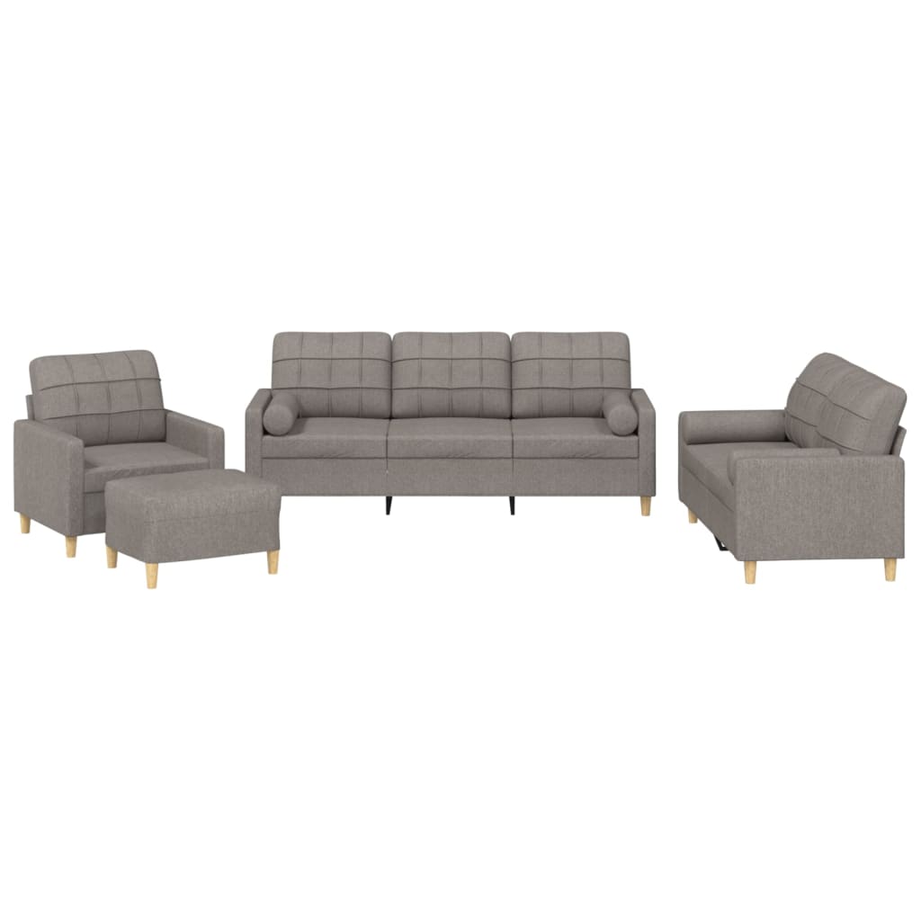 Ensemble de canapés 4 pcs avec coussins taupe tissu