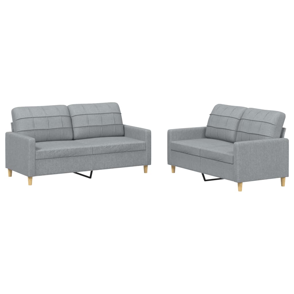Ensemble de canapés 2 pcs avec coussins Gris clair Tissu - XIOS