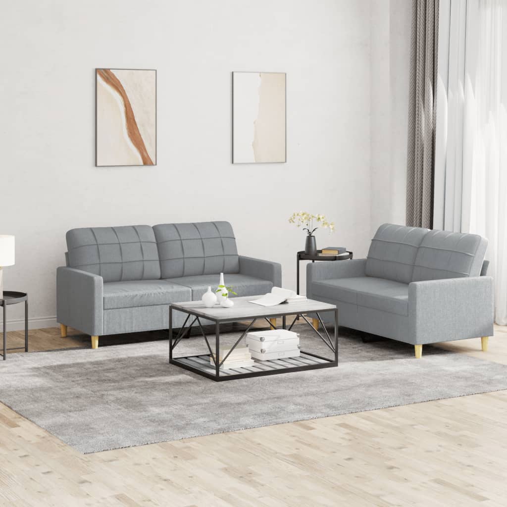 Ensemble de canapés 2 pcs avec coussins Gris clair Tissu - XIOS