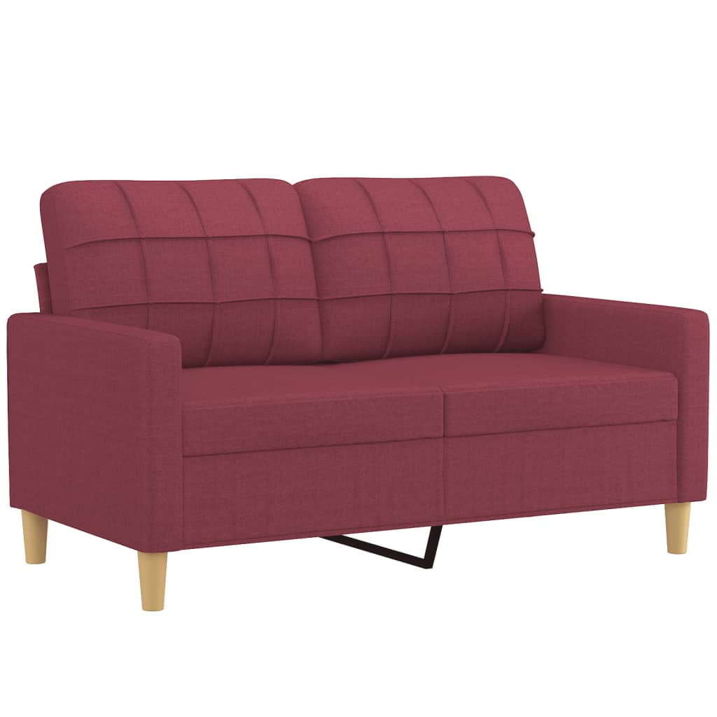 Ensemble de canapés 2 pcs avec coussins Rouge bordeaux Tissu - XIOS