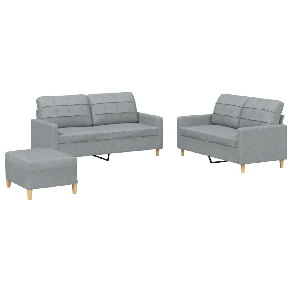 Ensemble de canapés 3 pcs avec coussins Gris clair Tissu - XIOS