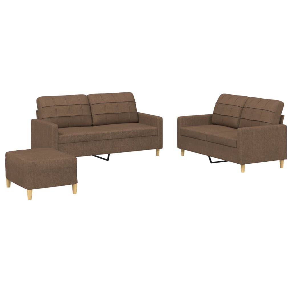 Ensemble de canapés 3 pcs avec coussins Marron Tissu - XIOS